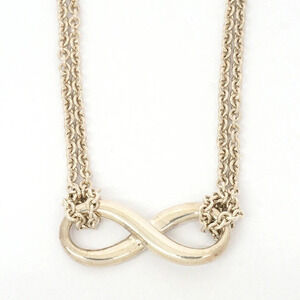 Tiffany Co Infinity Double Chain Silver Pendant
